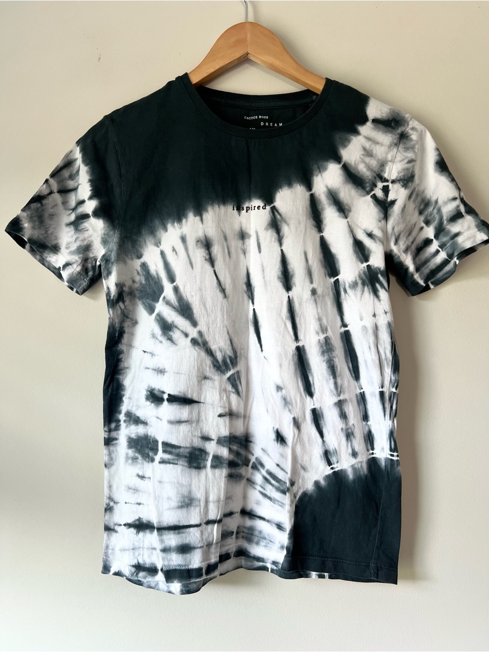 Cactus Boys Black & White Tie Dye Short Sleeve Tee Shirt Sz 13/14